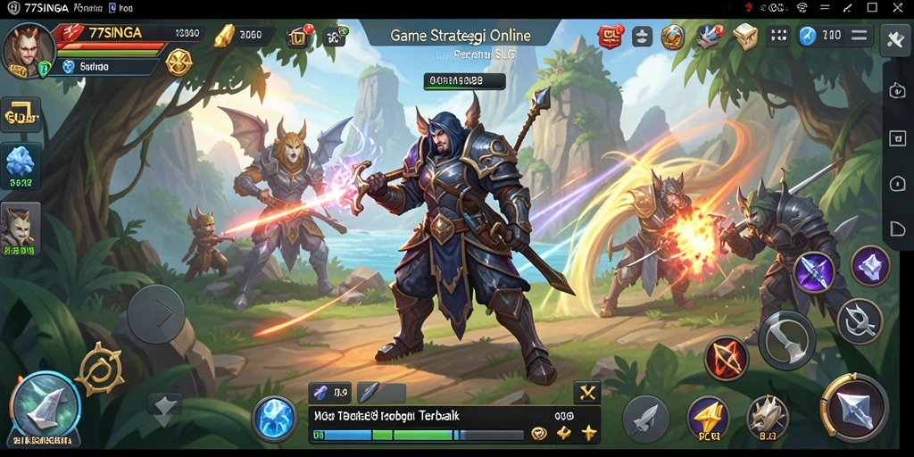 Screenshot gameplay 77SINGA menunjukkan pertarungan strategis yang menarik.