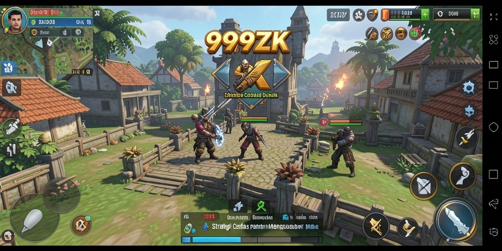 Tangkapan layar gameplay 999ZK yang menampilkan pertempuran strategis.