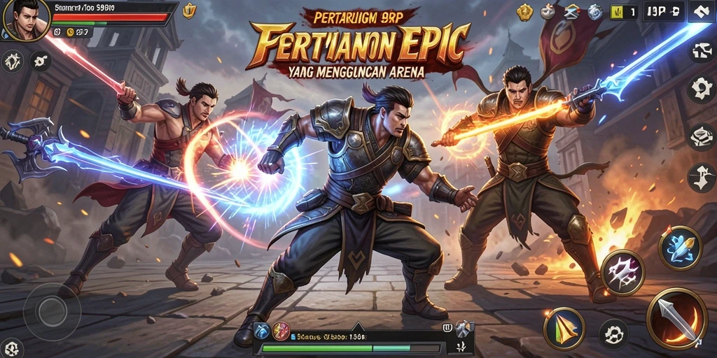 Screenshot gameplay 99RP menampilkan pertarungan epik antara karakter dengan efek visual yang memukau.