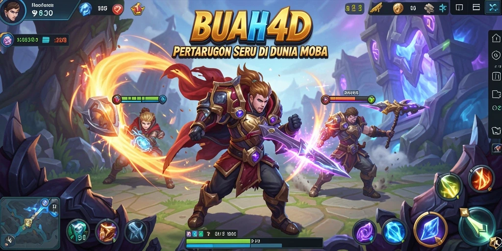 Screenshot BUAH4D menampilkan aksi seru dalam pertarungan MOBA.