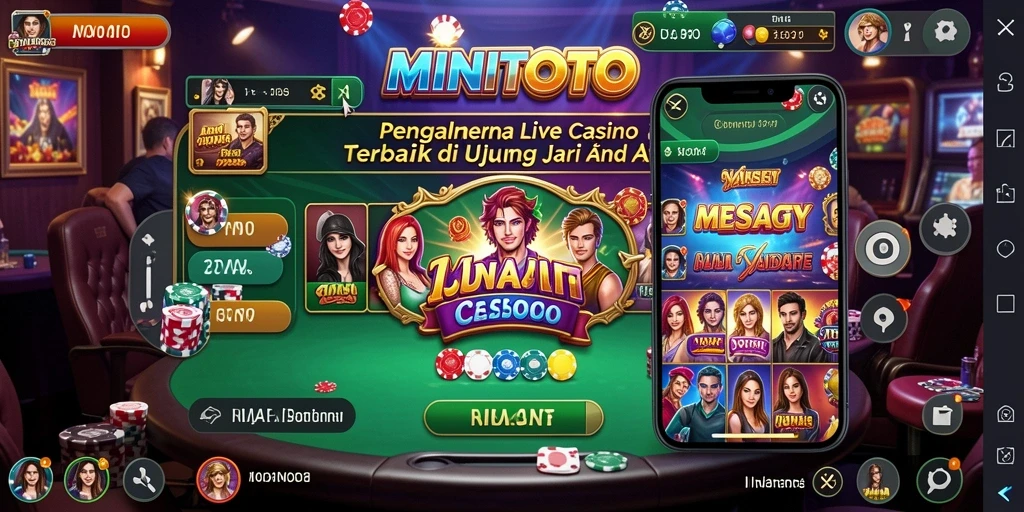 Screenshot utama MINITOTO menampilkan gameplay Live Casino yang mendebarkan.