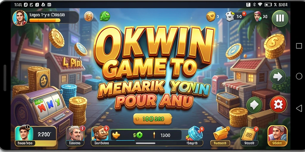 Tampilan gameplay OKWIN menunjukkan pengalaman manajemen bisnis yang menarik.