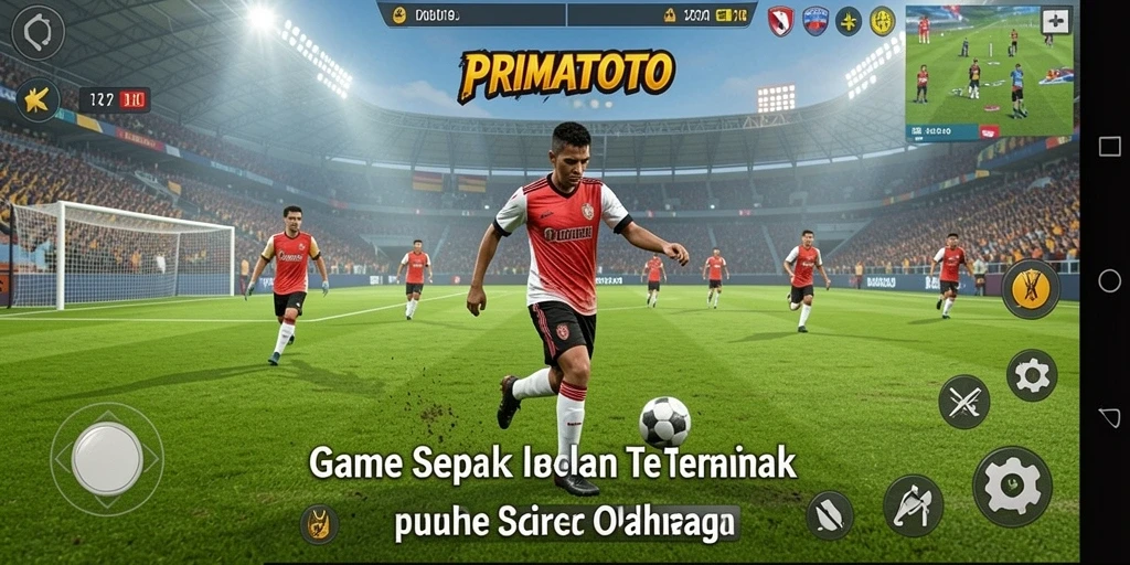 Tangkapan layar utama yang menunjukkan aksi permainan sepak bola nyata