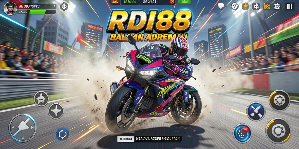 Menampilkan gameplay mendebarkan dalam balapan motor.