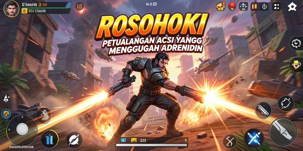 Tangkapan layar utama menampilkan aksi intens dalam game ROSOHOKI.