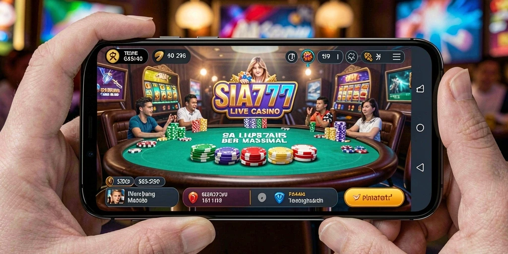 Screenshot SIA777 menampilkan dealer yang ramah dalam permainan Live Casino.