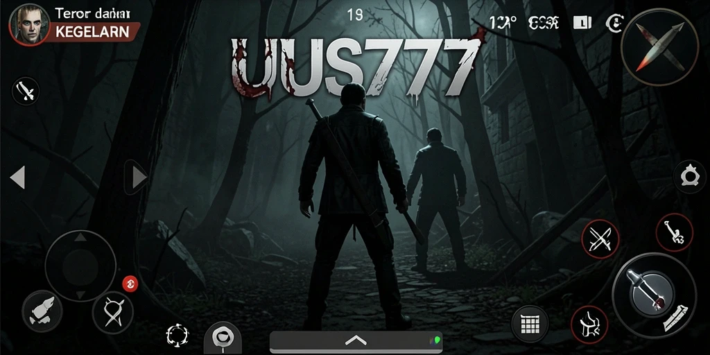 Gameplay menegangkan dalam UUS777 yang menampilkan kegelapan dan makhluk menakutkan.