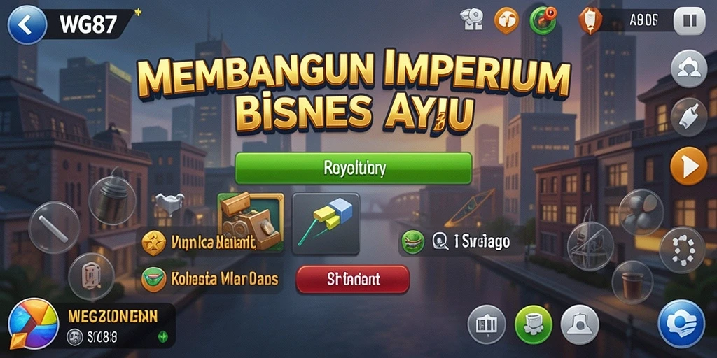 Tampilan gameplay WG87 yang menampilkan manajemen bisnis yang menarik.