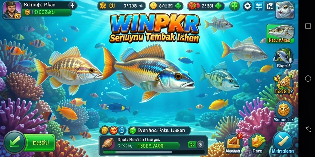 Tangkapan layar gameplay WINPKR menampilkan aksi seru di laut.